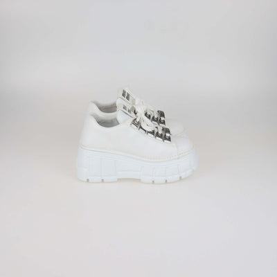 Miu Miu White Leather Low Top Platform Sneakers