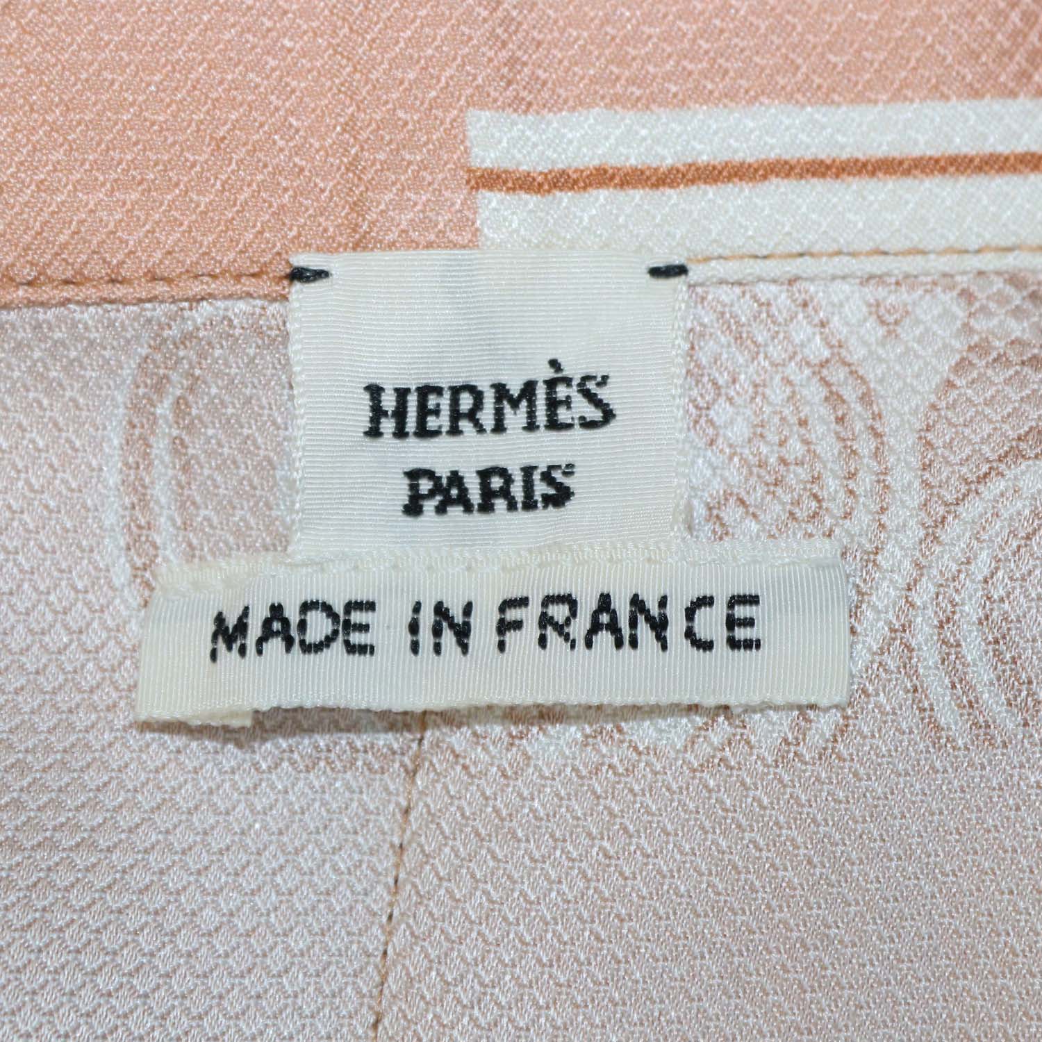Hermes Beige Silk En Desordre Finesse Print Shirt
