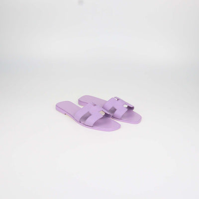 Hermes Amethyste Epsom Leather Oran Sandals