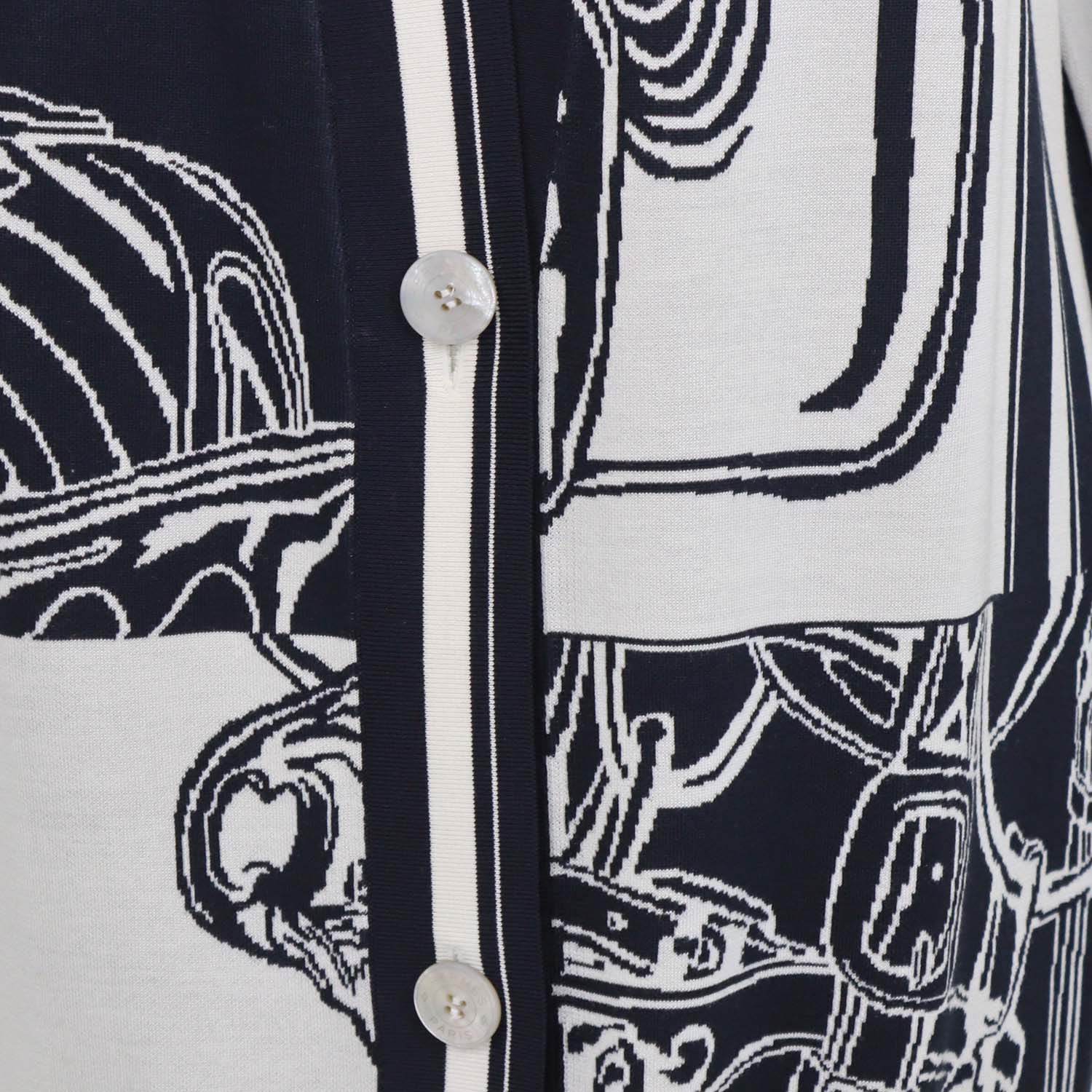 Hermes Navy Blue/White Silk Brides de Gala en Finesse Print Cardigan