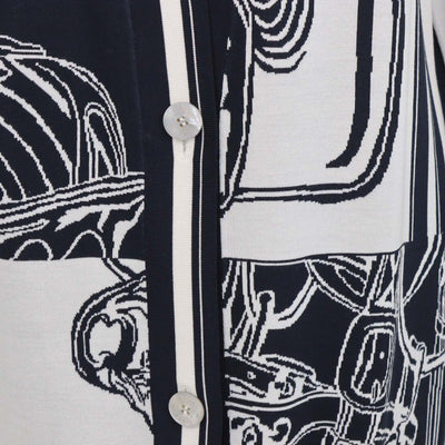Hermes Navy Blue/White Silk Brides de Gala en Finesse Print Cardigan