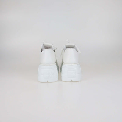 Miu Miu White Leather Low Top Platform Sneakers