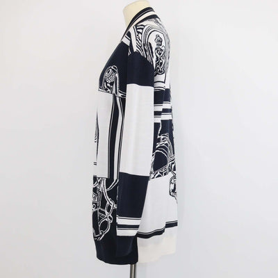 Hermes Navy Blue/White Silk Brides de Gala en Finesse Print Cardigan