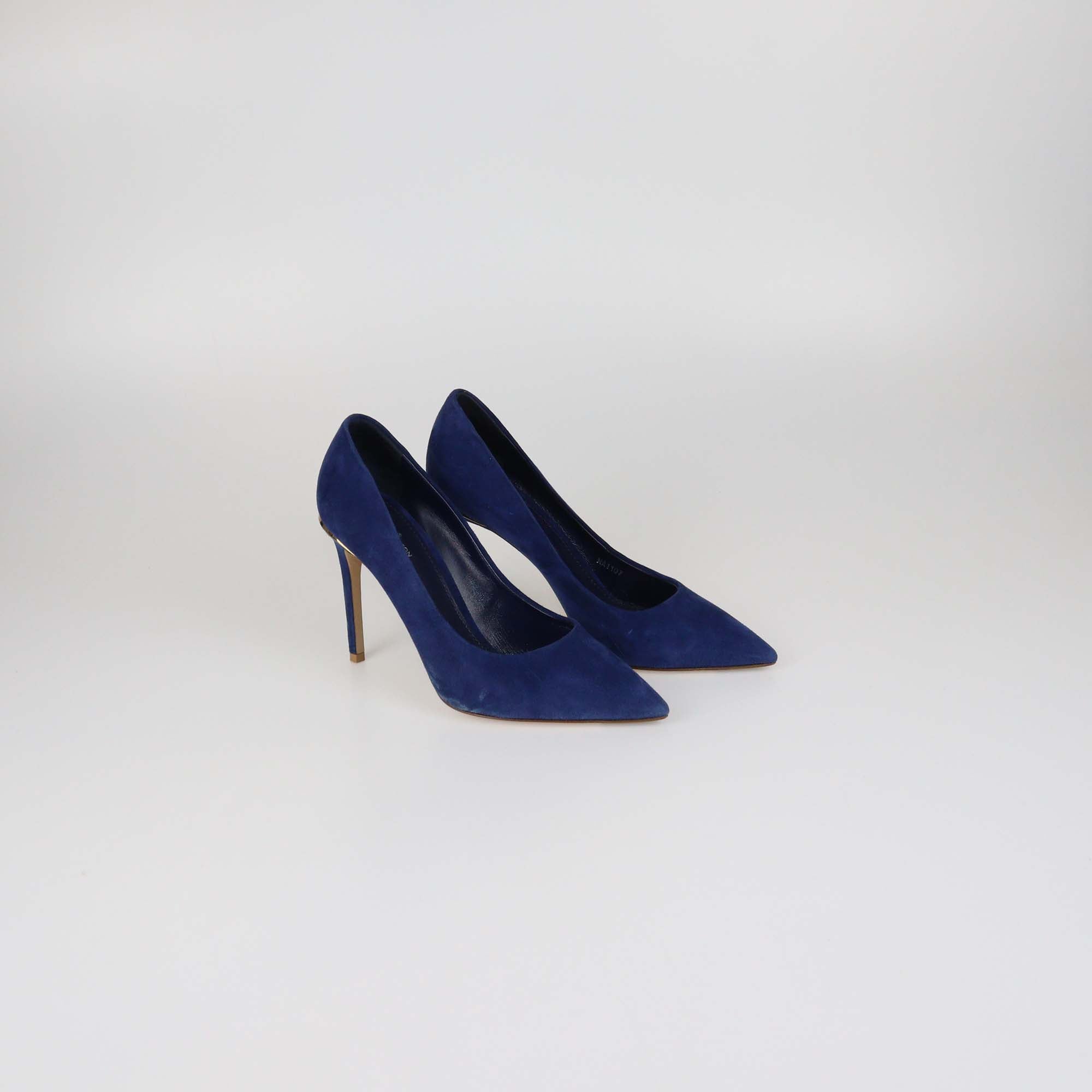 Louis Vuitton Navy Blue Suede Pointed Toe Pumps