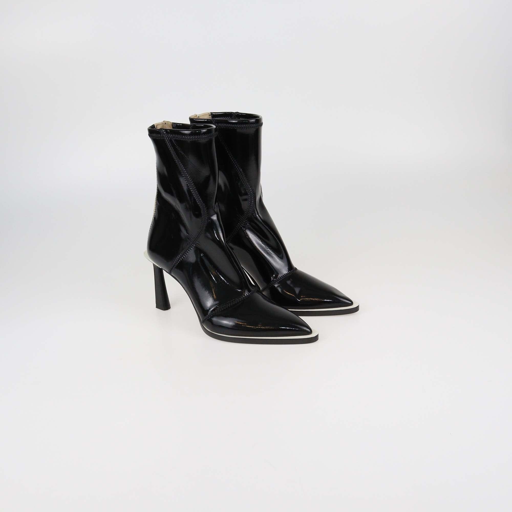 Fendi Black/Beige Coated Fabric Fframe Ankle Boots Womens Fendi 
