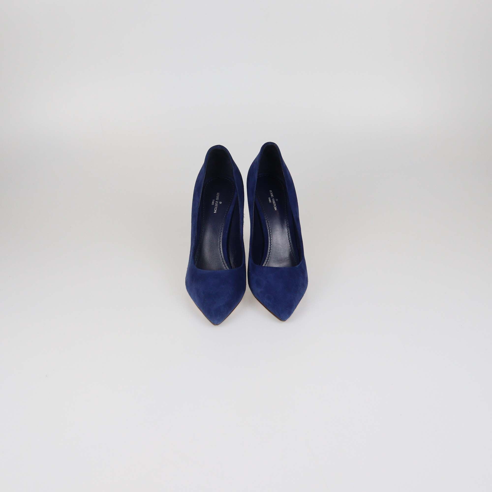 Louis Vuitton Navy Blue Suede Pointed Toe Pumps