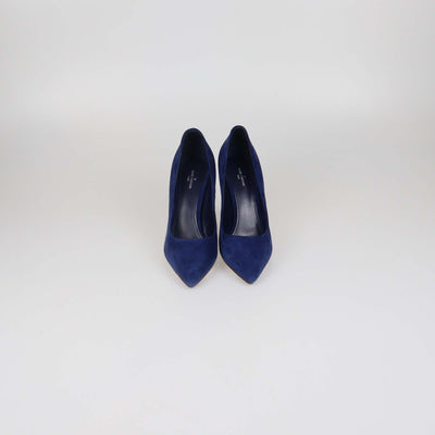 Louis Vuitton Navy Blue Suede Pointed Toe Pumps