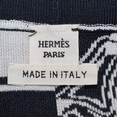 Hermes Navy Blue/White Silk Brides de Gala en Finesse Print Cardigan