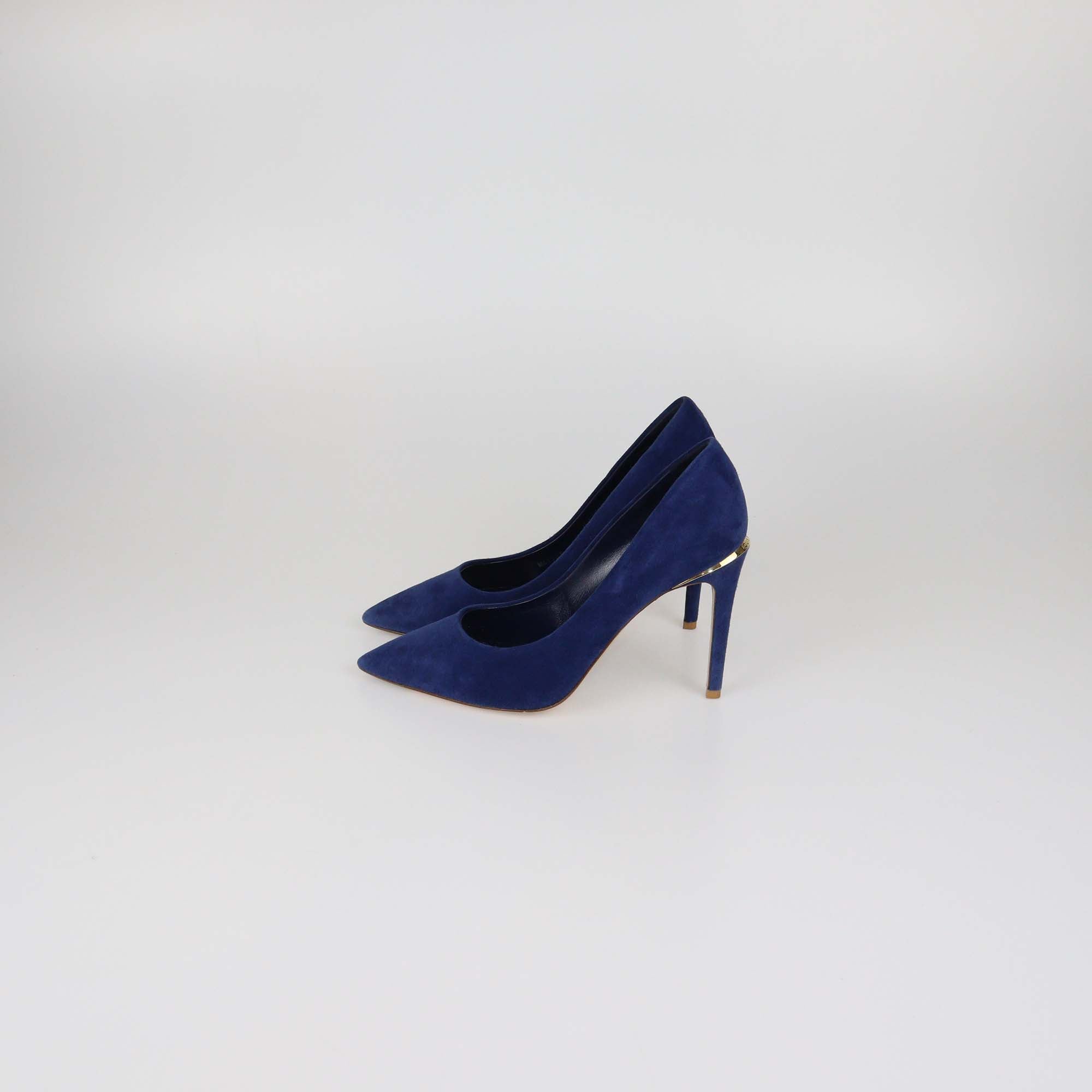 Louis Vuitton Navy Blue Suede Pointed Toe Pumps
