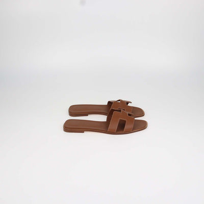 Hermes Gold Box Calf Leather Oran Sandals