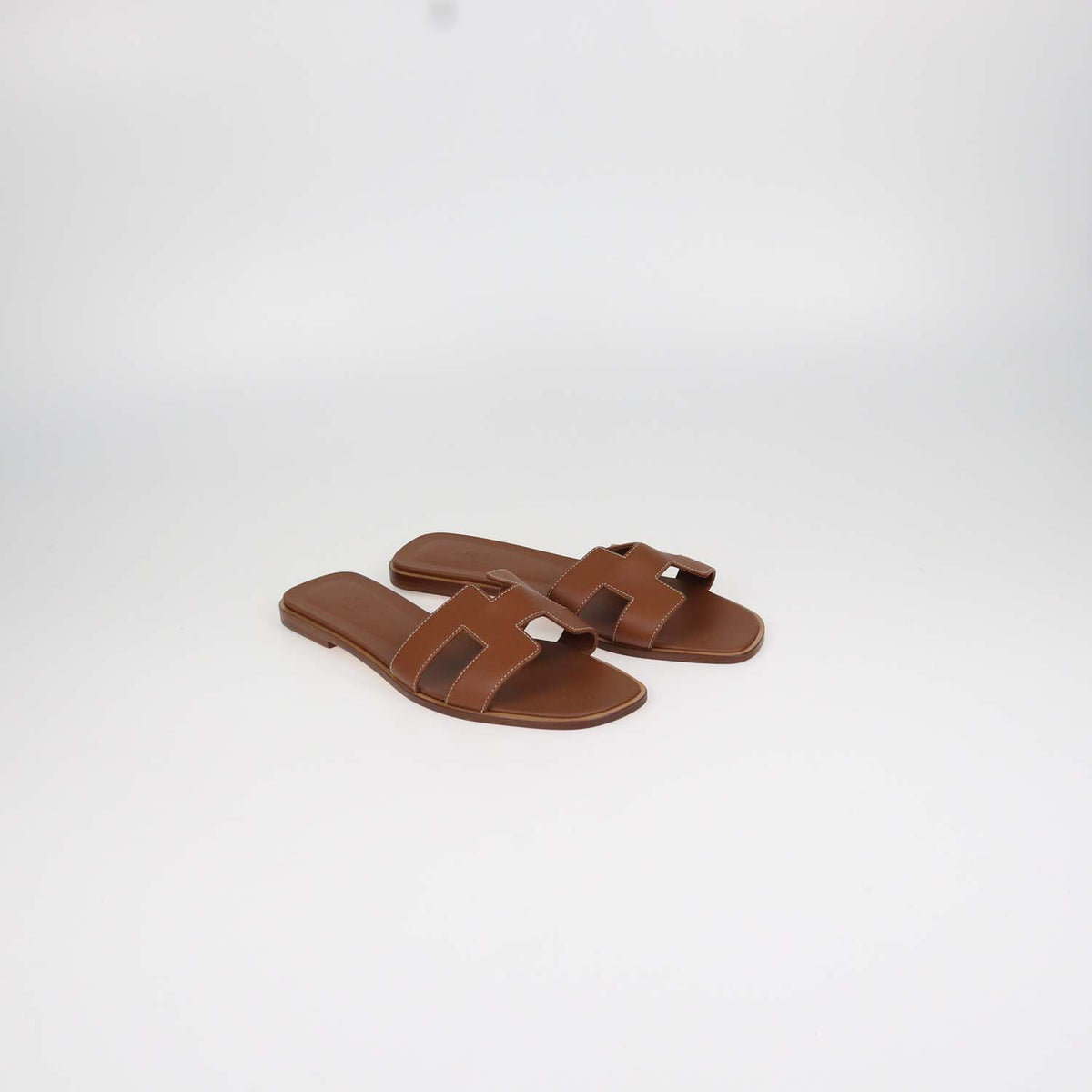 Hermes Gold Box Calf Leather Oran Sandals