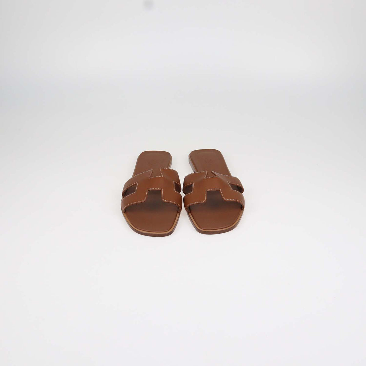 Hermes Gold Box Calf Leather Oran Sandals