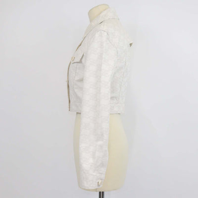 Fendi Cream Denim Calligraphy FF Print Crop Jacket