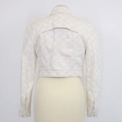 Fendi Cream Denim Calligraphy FF Print Crop Jacket