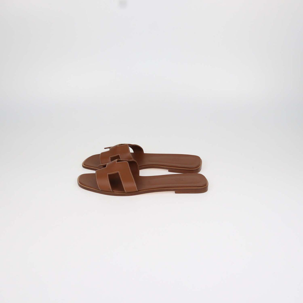 Hermes Gold Box Calf Leather Oran Sandals