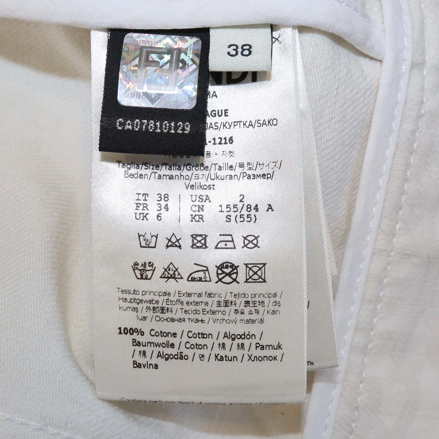 Fendi Cream Denim Calligraphy FF Print Crop Jacket