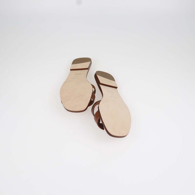 Hermes Gold Box Calf Leather Oran Sandals