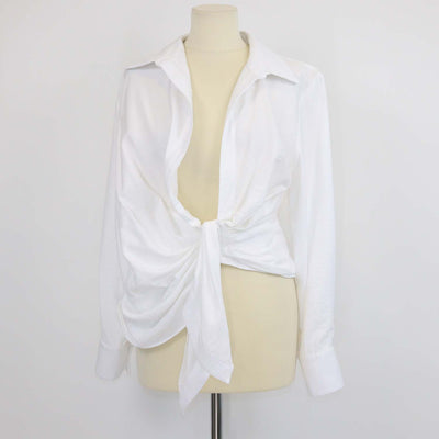 Jacquemus White Blend Viscose Knot L'Amour Long Sleeve Top