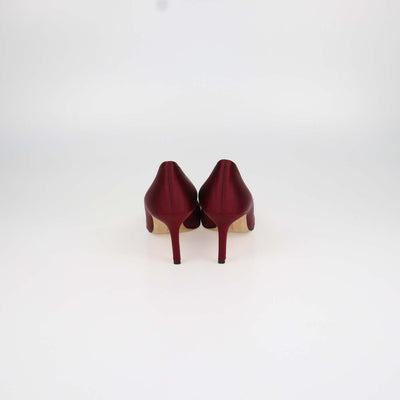 Manolo Blahnik Burgundy Satin Hangisi Pumps