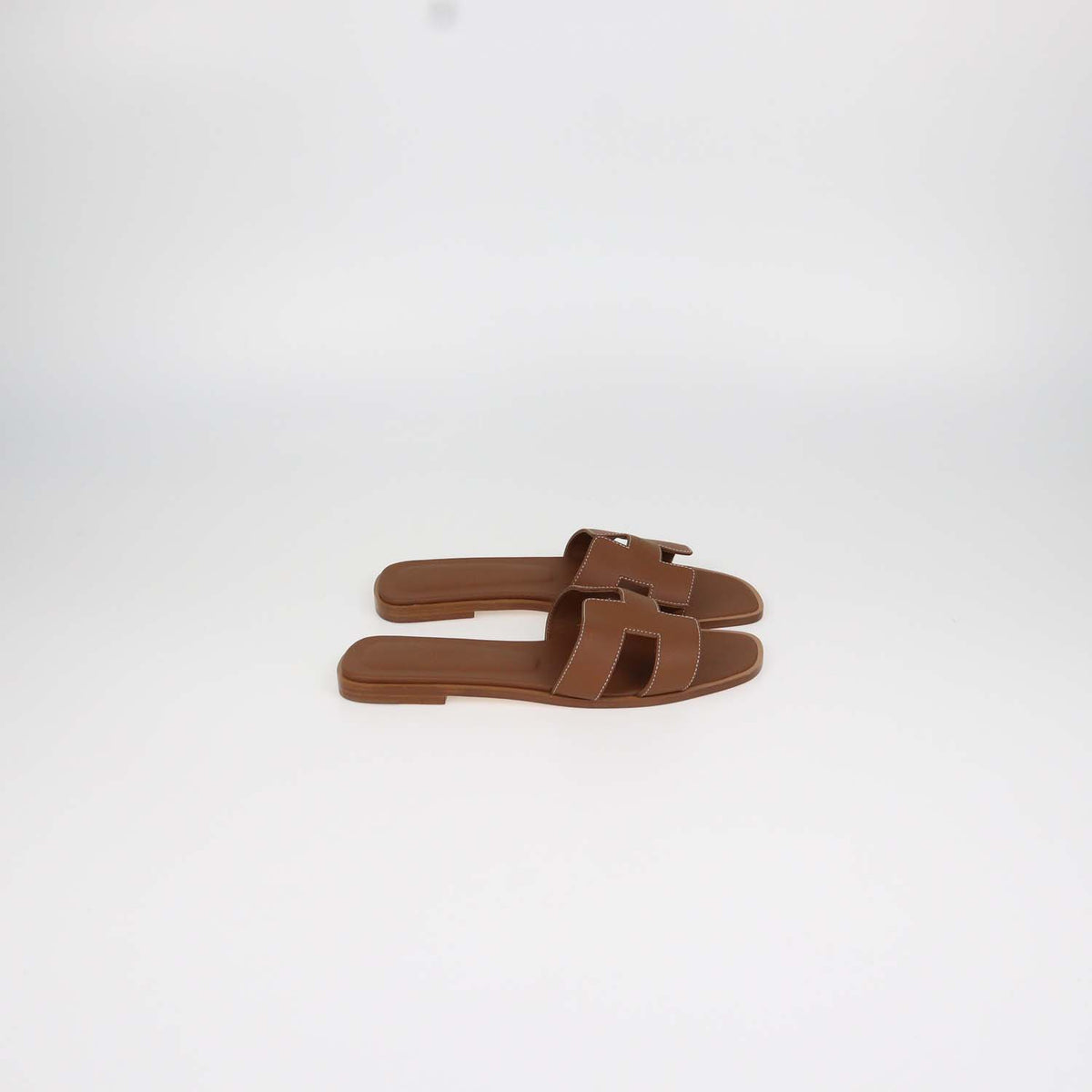 Hermes Gold Box Calf Leather Oran Sandals