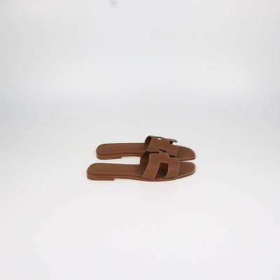 Hermes Gold Box Calf Leather Oran Sandals