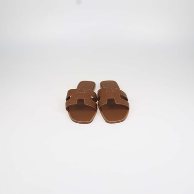 Hermes Gold Box Calf Leather Oran Sandals