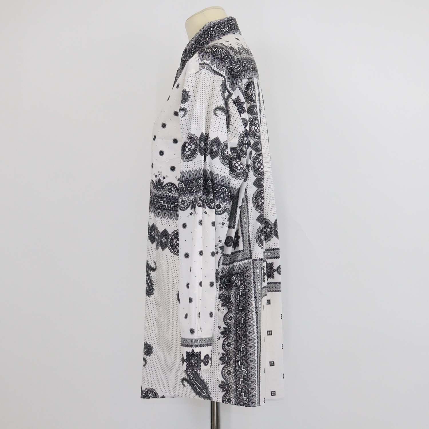 Etro Black/White Printed Cotton Long Sleeve Shirt
