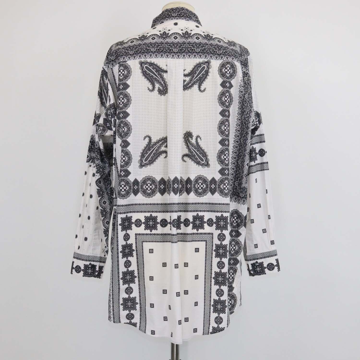 Etro Black/White Printed Cotton Long Sleeve Shirt