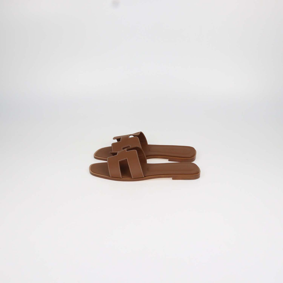 Hermes Gold Box Calf Leather Oran Sandals