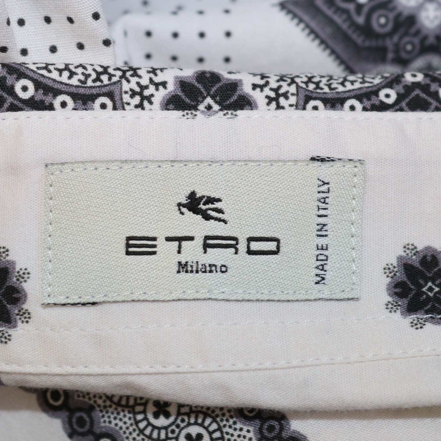Etro Black/White Printed Cotton Long Sleeve Shirt