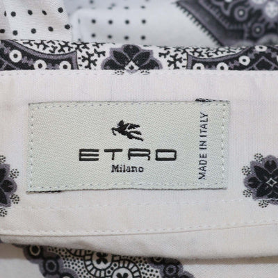 Etro Black/White Printed Cotton Long Sleeve Shirt