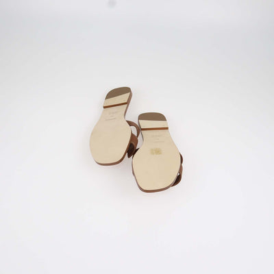 Hermes Gold Box Calf Leather Oran Sandals