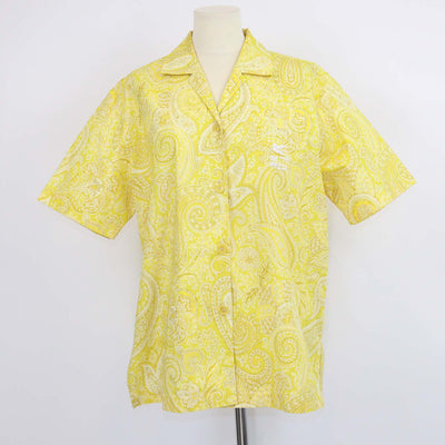 Etro Yellow Paisley Print Cotton Logo Embroidered Button Shirt