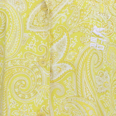 Etro Yellow Paisley Print Cotton Logo Embroidered Button Shirt