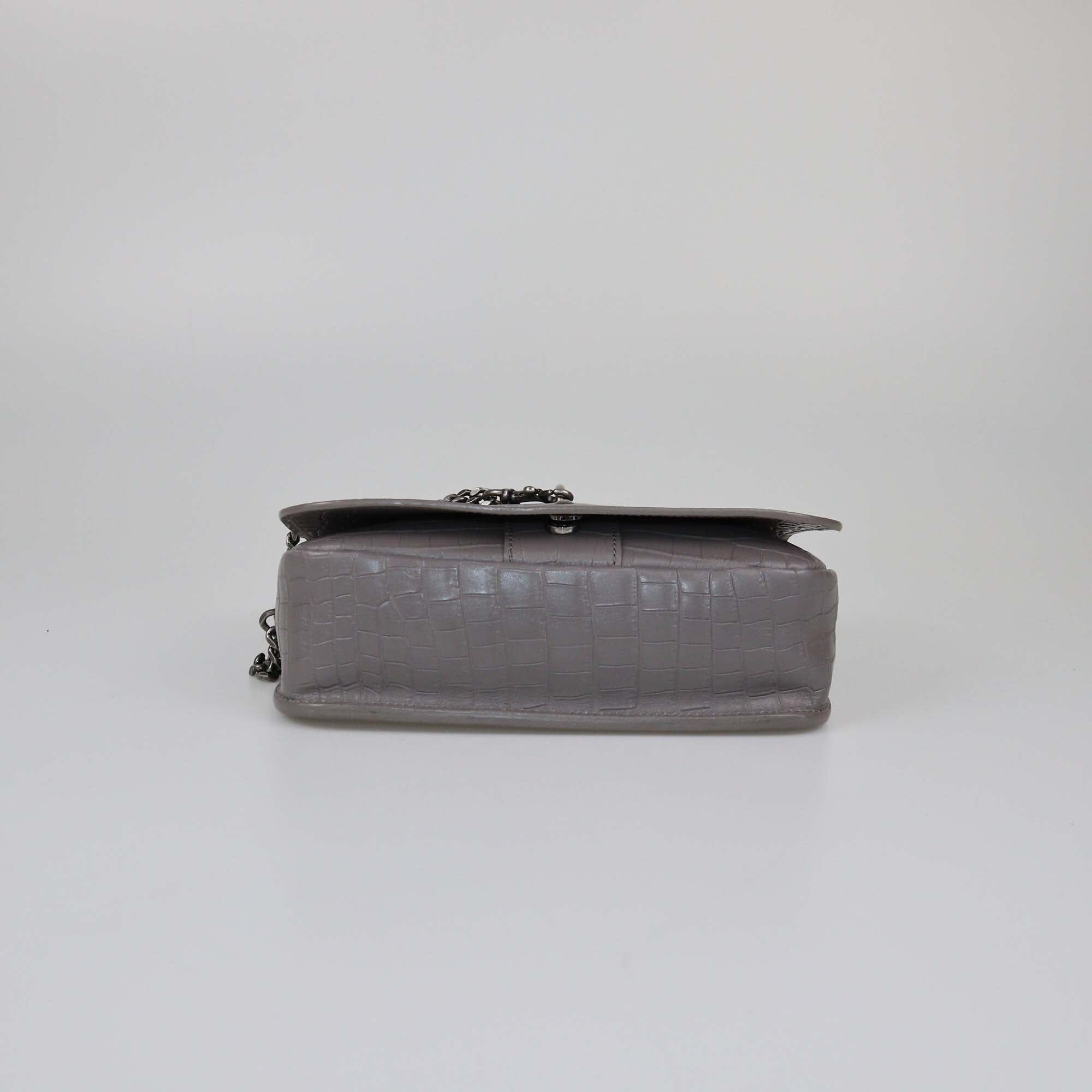 Saint Laurent Grey Croc Embossed Medium Charlotte Messenger Bag Womens Saint Laurent 