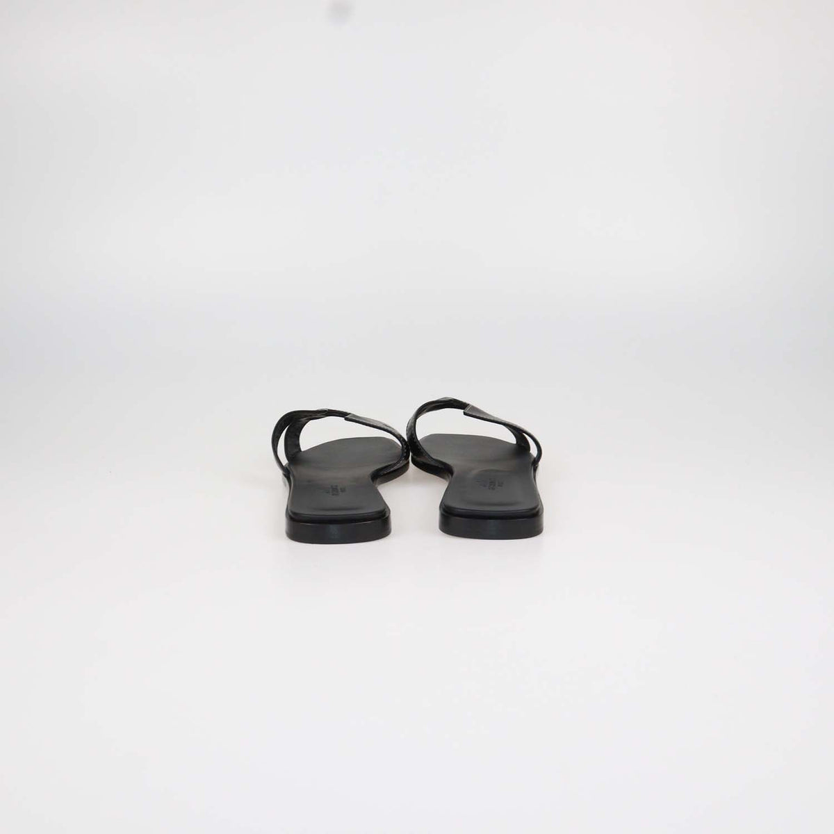 Hermes Black Box Calf Leather Oran Sandals