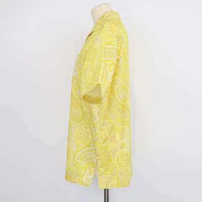 Etro Yellow Paisley Print Cotton Logo Embroidered Button Shirt