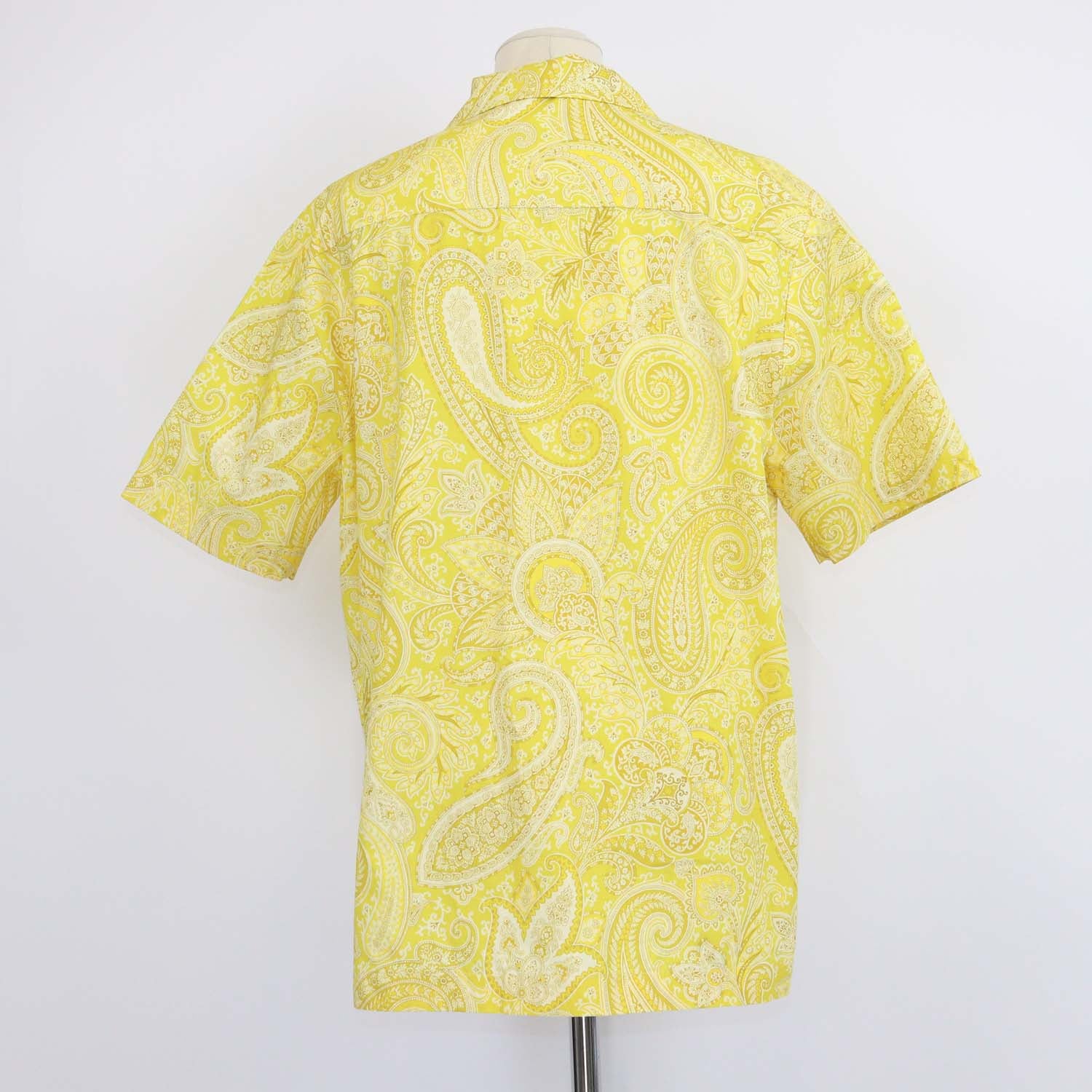 Etro Yellow Paisley Print Cotton Logo Embroidered Button Shirt