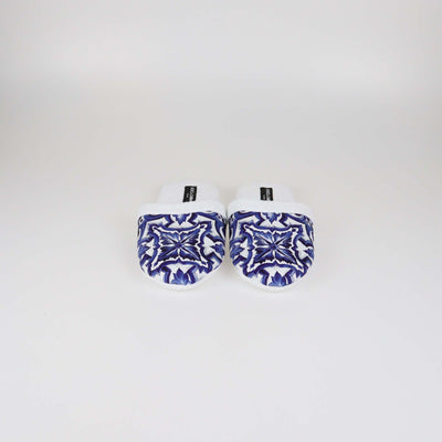Dolce & Gabbana White/Blue Printed Terry Cloth Slippers