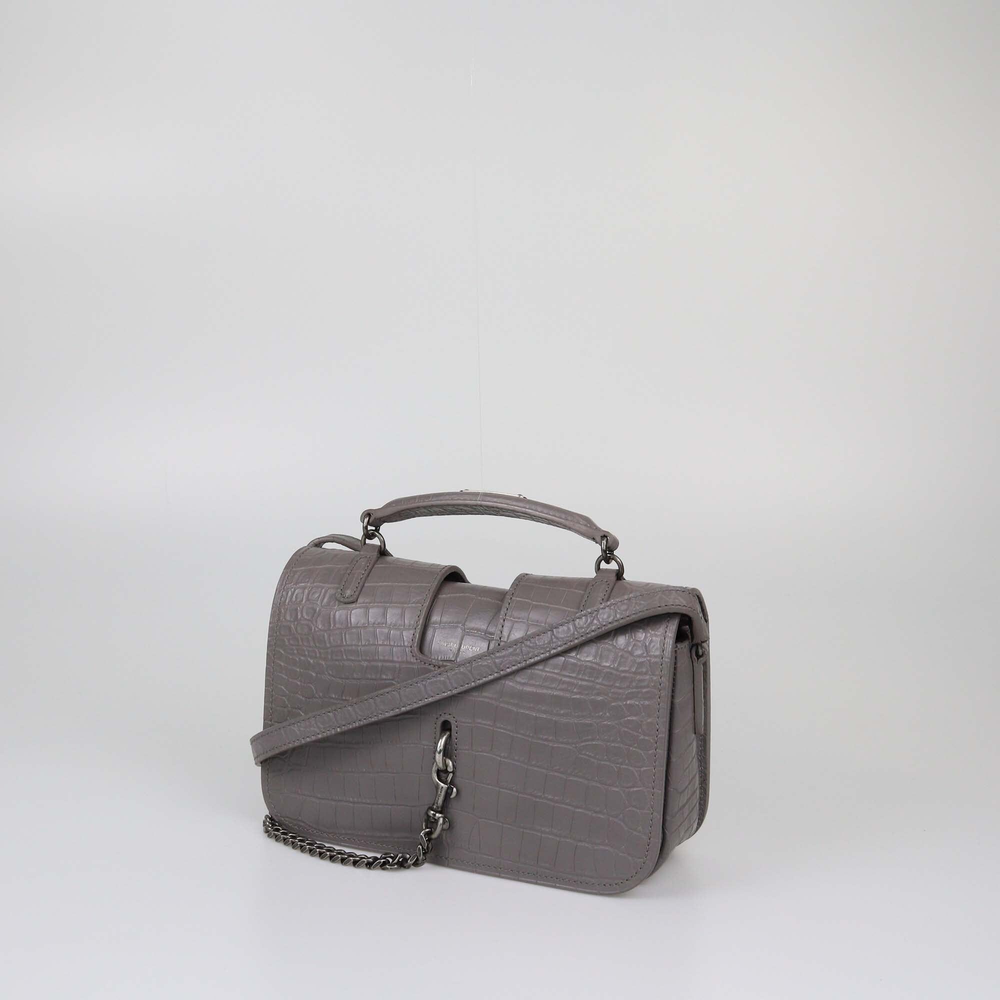 Saint Laurent Grey Croc Embossed Medium Charlotte Messenger Bag Womens Saint Laurent 