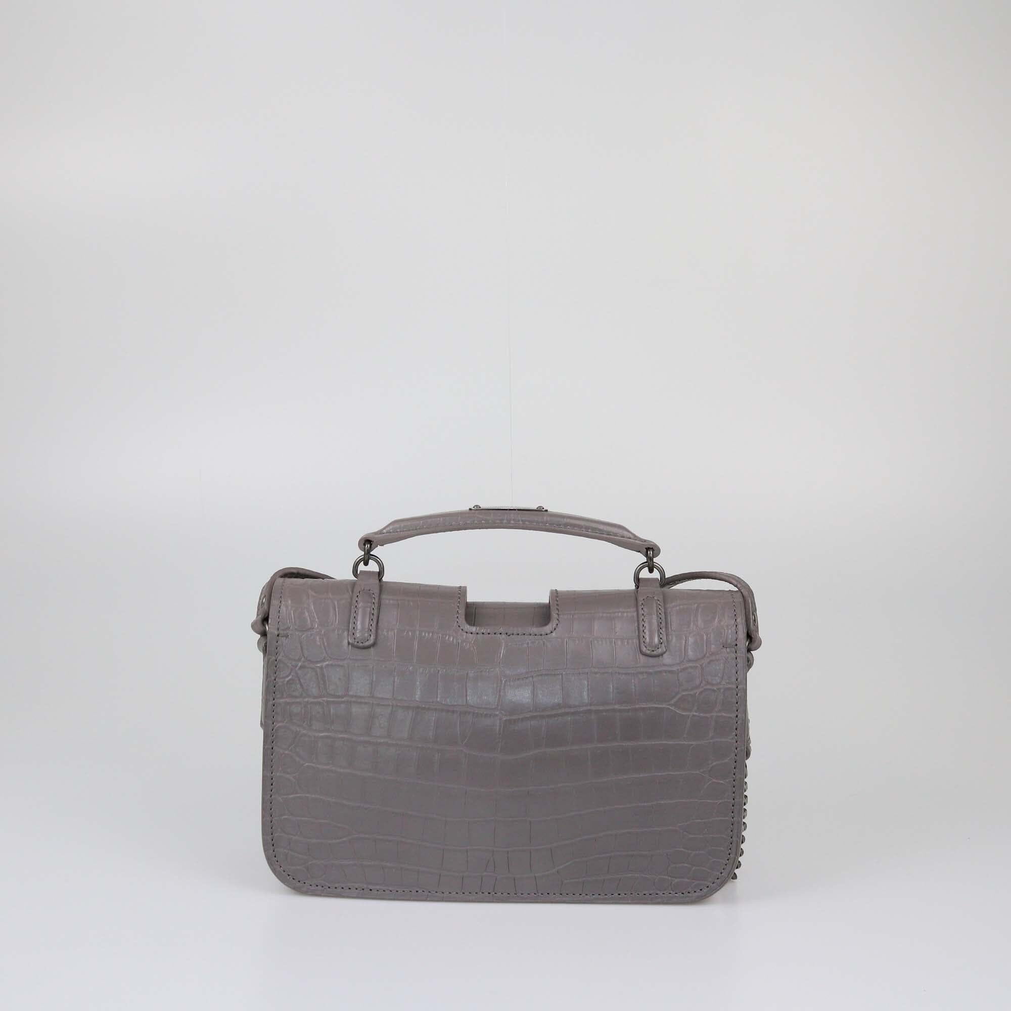 Saint Laurent Grey Croc Embossed Medium Charlotte Messenger Bag Womens Saint Laurent 