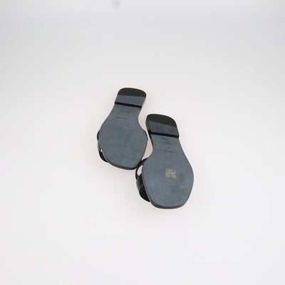 Hermes Black Box Calf Leather Oran Sandals