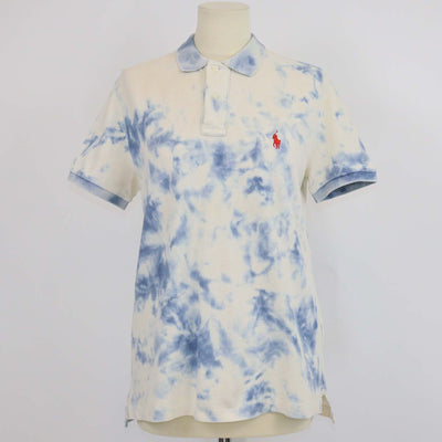 Ralph Lauren White/Blue Cotton Logo Embroidered Polo Shirt