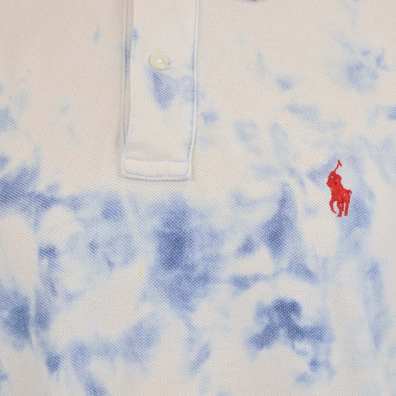 Ralph Lauren White/Blue Cotton Logo Embroidered Polo Shirt