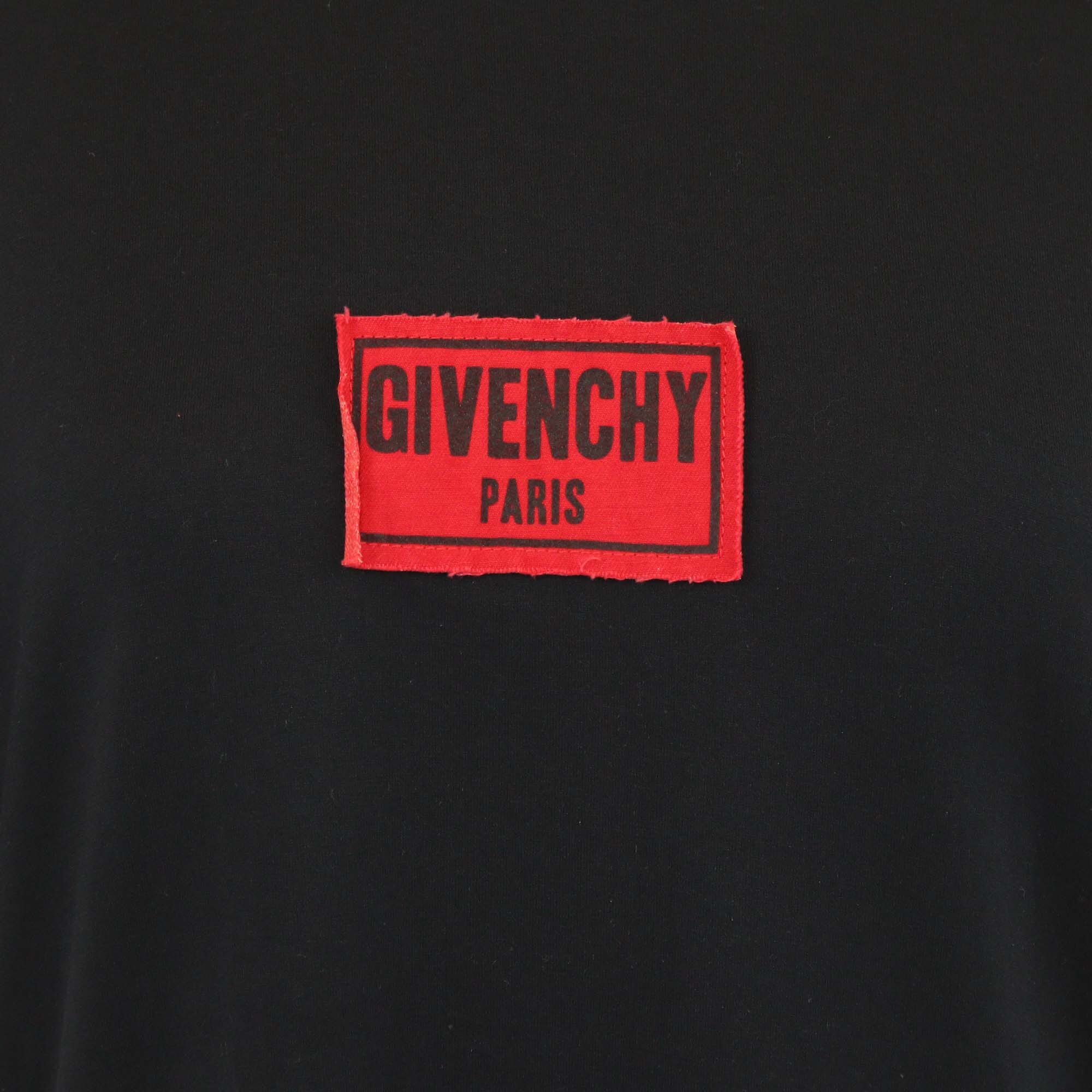 Givenchy Black Cotton Distressed Patched Logo T-Shirt Mens Givenchy 