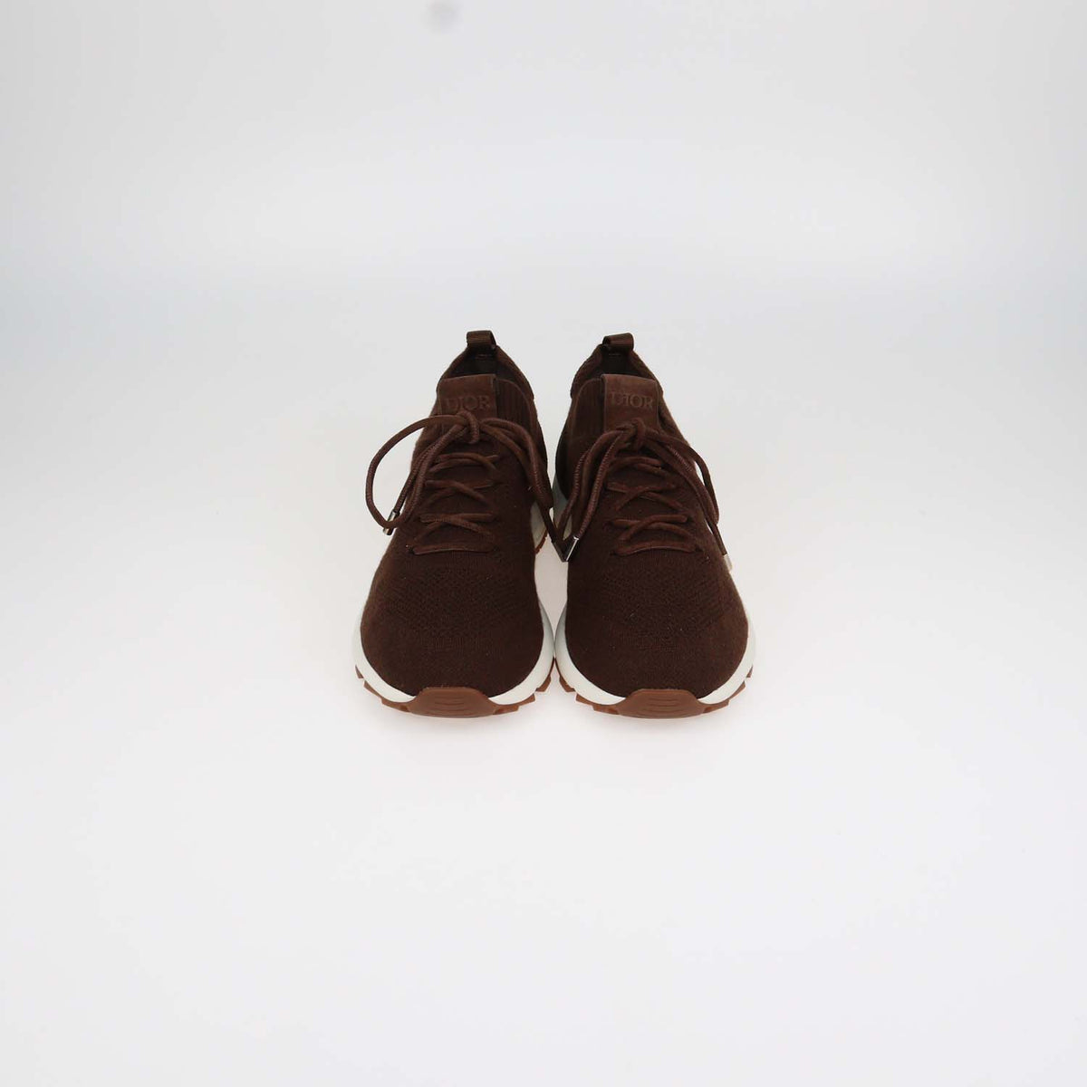 Christian Dior Brown Cannage Knit Fabric and Suede B80 Lounge Sneakers