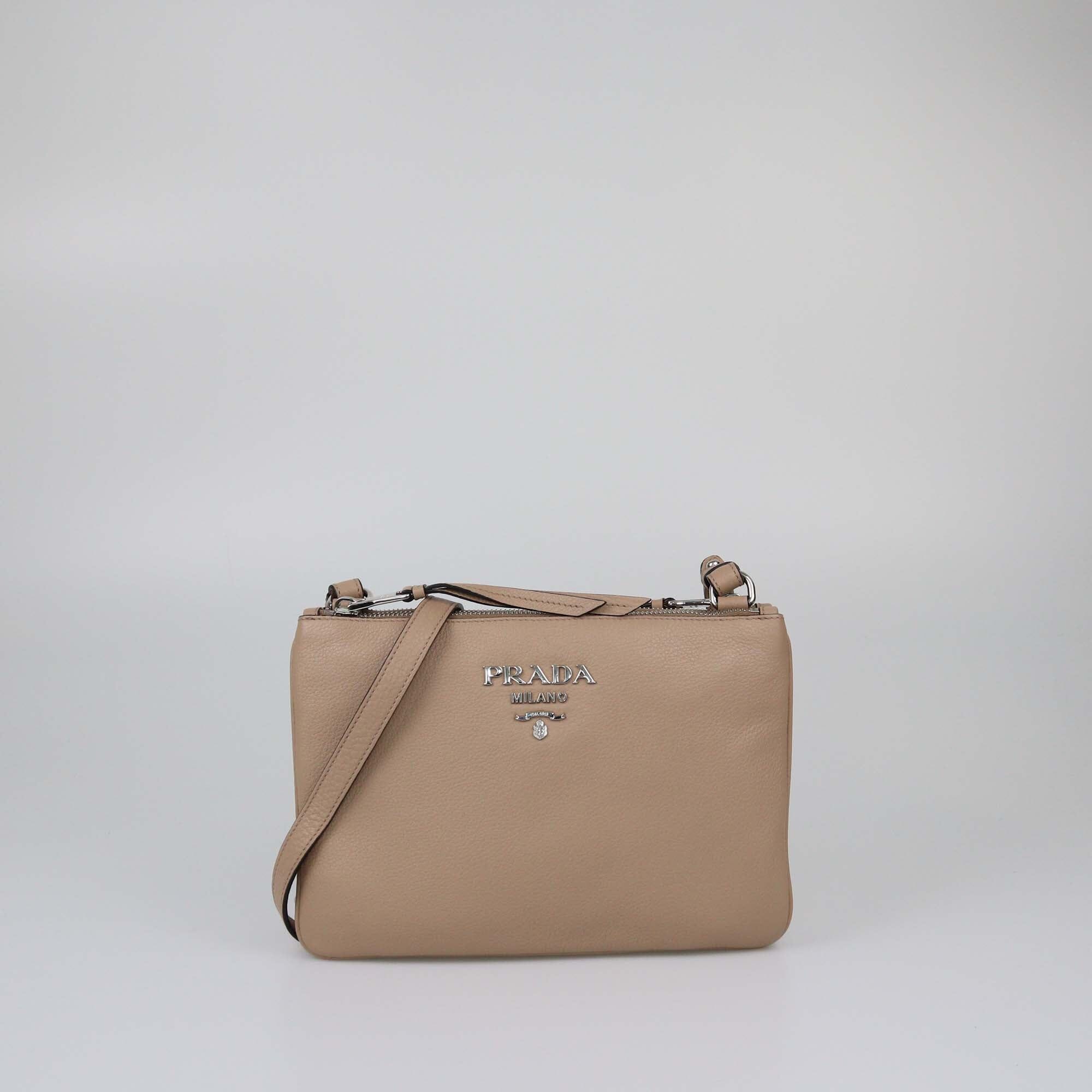 Prada Beige Vitello Phoenix Crossbody Bag Womens Prada 