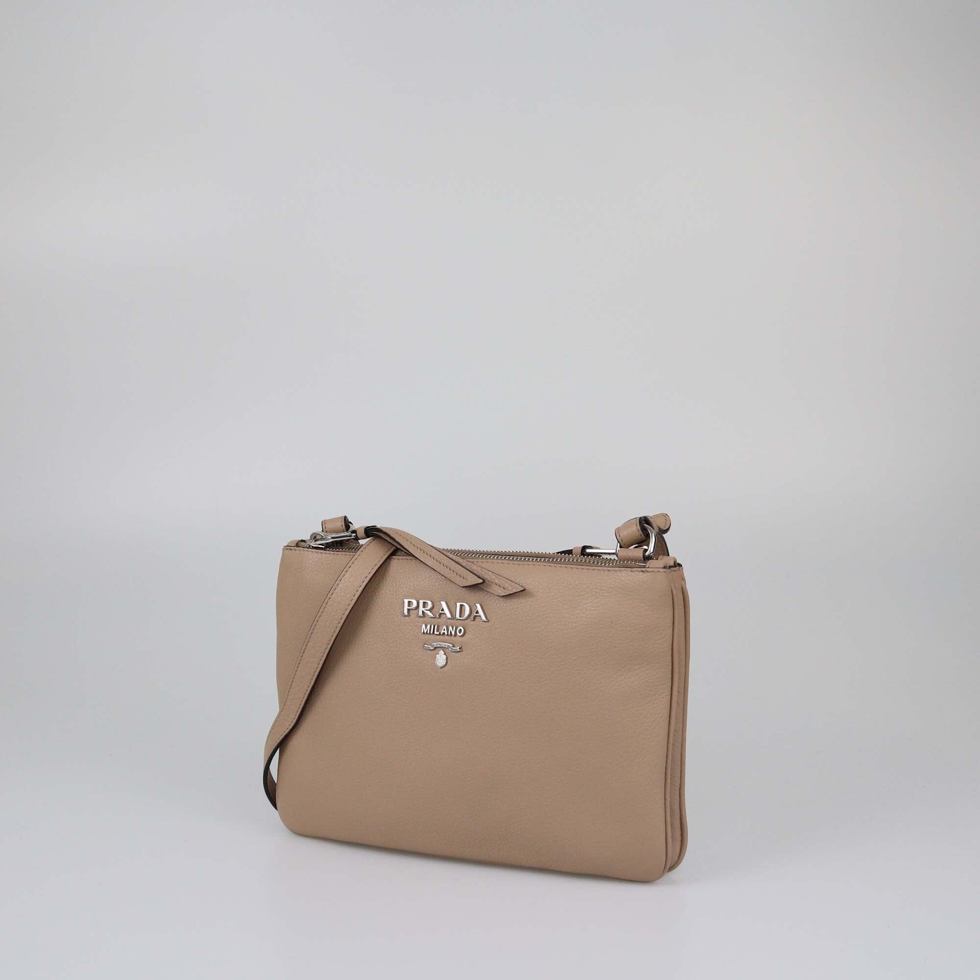 Prada Beige Vitello Phoenix Crossbody Bag Womens Prada 