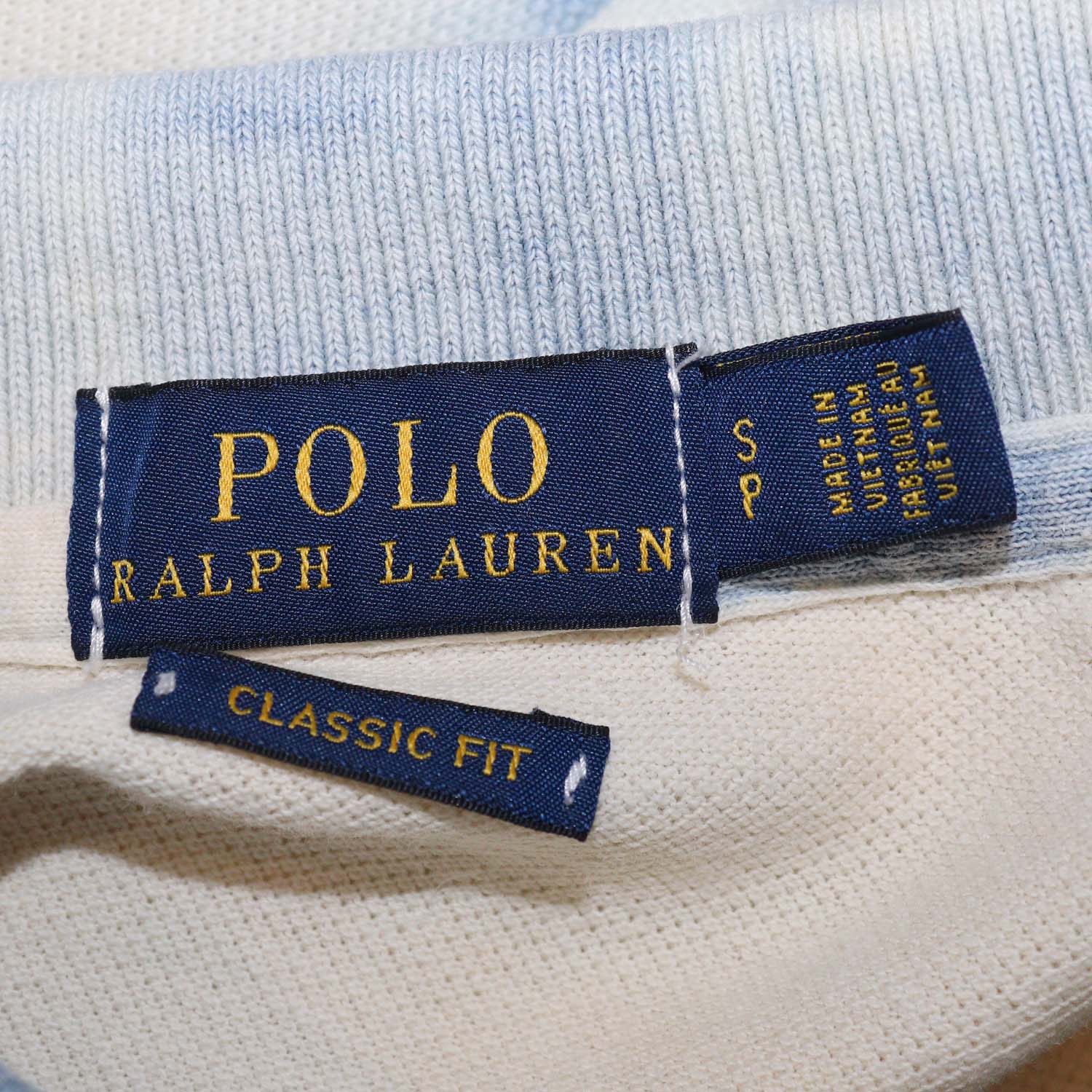 Ralph Lauren White/Blue Cotton Logo Embroidered Polo Shirt
