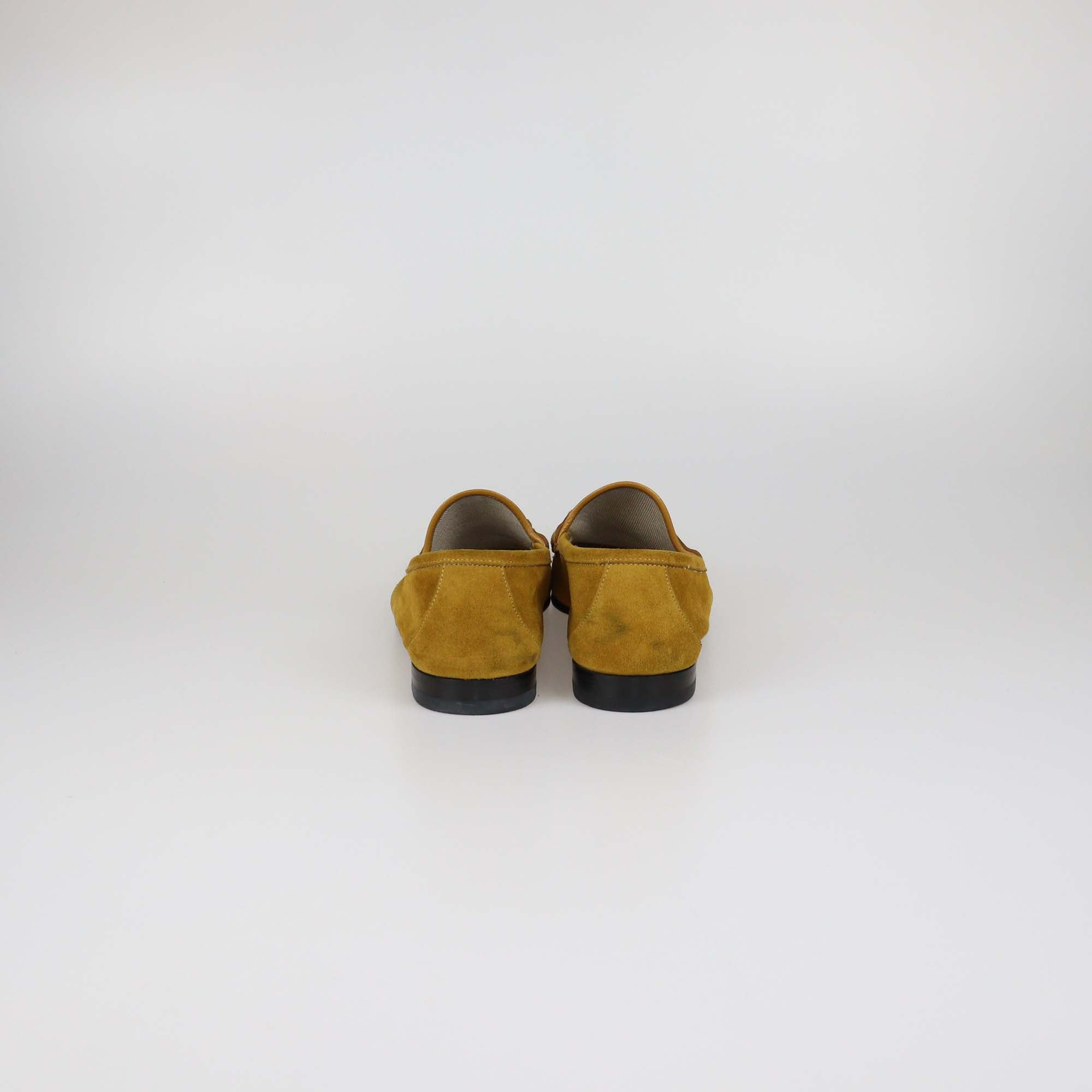 Gucci Yellow Suede Horsebit Loafers